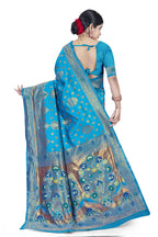 Paithani-style Art Silk Jacquard Saree with Peacock Pallu – Ferozi