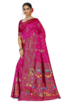 Paithani-style Art Silk Jacquard Saree with Peacock Pallu – Rani Pink