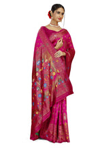 Paithani-style Art Silk Jacquard Saree with Peacock Pallu – Rani Pink