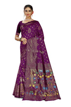 Paithani-style Art Silk Jacquard Saree with Peacock Pallu – Wine