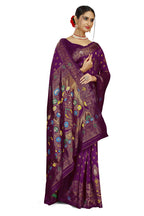 Paithani-style Art Silk Jacquard Saree with Peacock Pallu – Wine