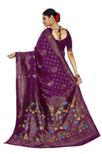 Paithani-style Art Silk Jacquard Saree with Peacock Pallu – Wine
