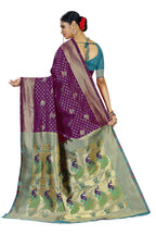 Paithani-style Art Silk Saree with Contrast Peacock Border – Wine