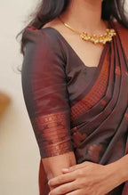 Lichi Art Silk Saree with Copper Zari Weave – Maroon