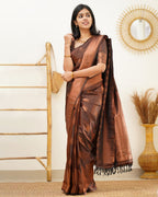 Lichi Art Silk Saree with Copper Zari Weave – Wine