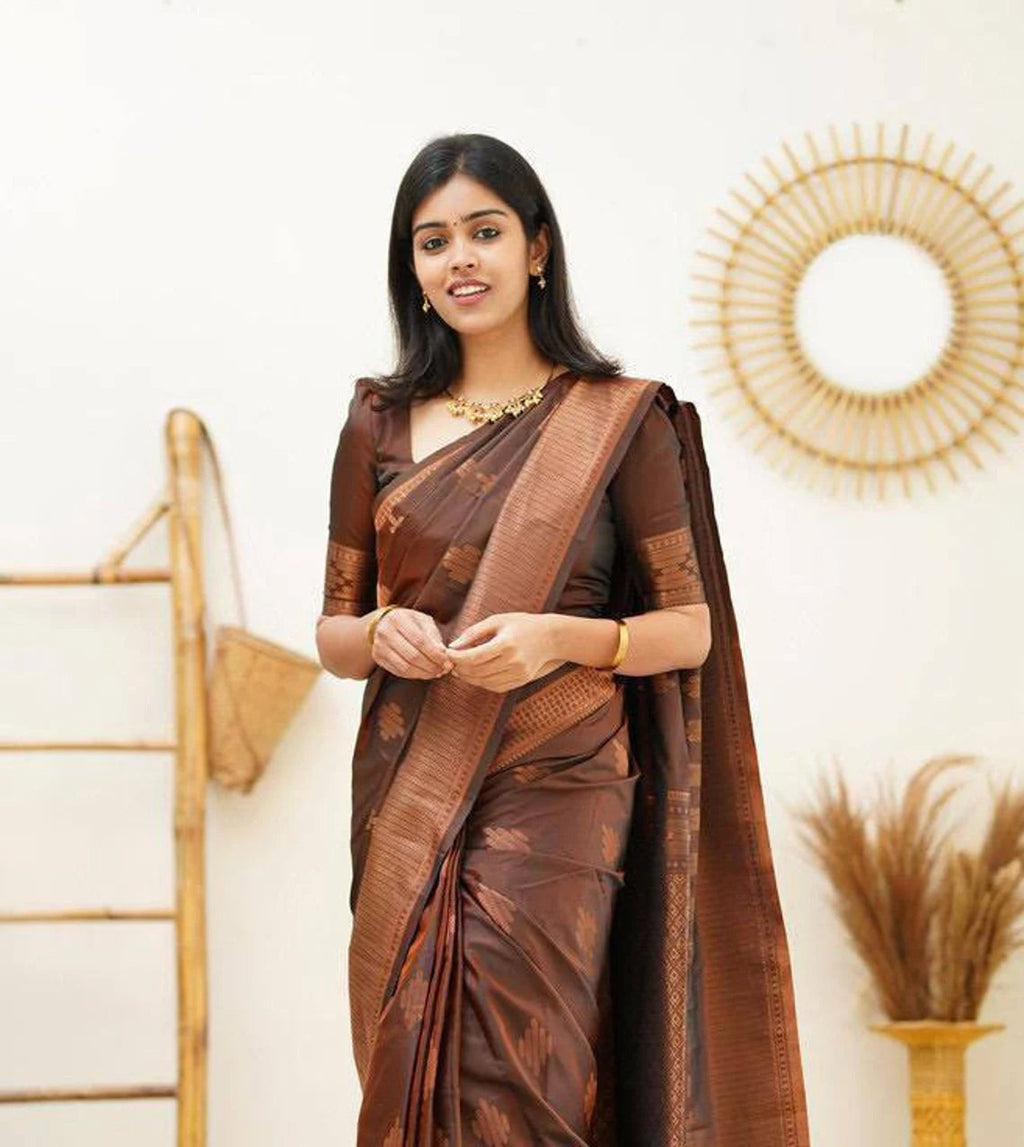 Lichi Art Silk Saree with Copper Zari Weave – Wine