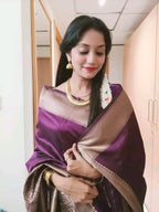 Purple Art Silk Saree with Zari Border – Purple