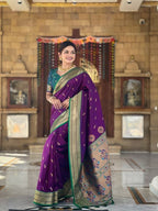 Premium Paithani-style Art Silk Saree with Peacock Pallu – Wine