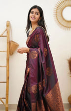 Copper Zari Gola Butti Lichi Art Silk Saree – Maroon