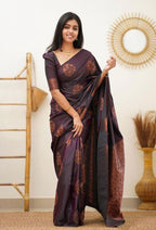 Copper Zari Gola Butti Lichi Art Silk Saree – Maroon