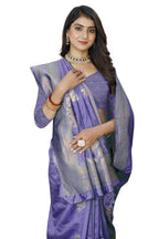 Pastel Zari Floral Art Silk Saree – Purple
