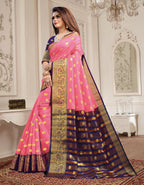 Lichi Art Silk Saree with Pokiya Butti – Baby Pink