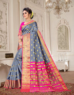 Lichi Art Silk Saree with Pokiya Butti – Grey