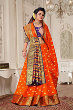 Lichi Art Silk Saree with Pokiya Butti – Orange