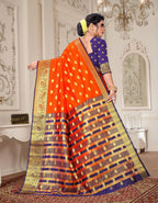 Lichi Art Silk Saree with Pokiya Butti – Orange