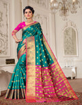 Lichi Art Silk Saree with Pokiya Butti – Rama Blue