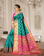 Lichi Art Silk Saree with Pokiya Butti – Rama Blue