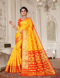 Lichi Art Silk Saree with Pokiya Butti – Yellow