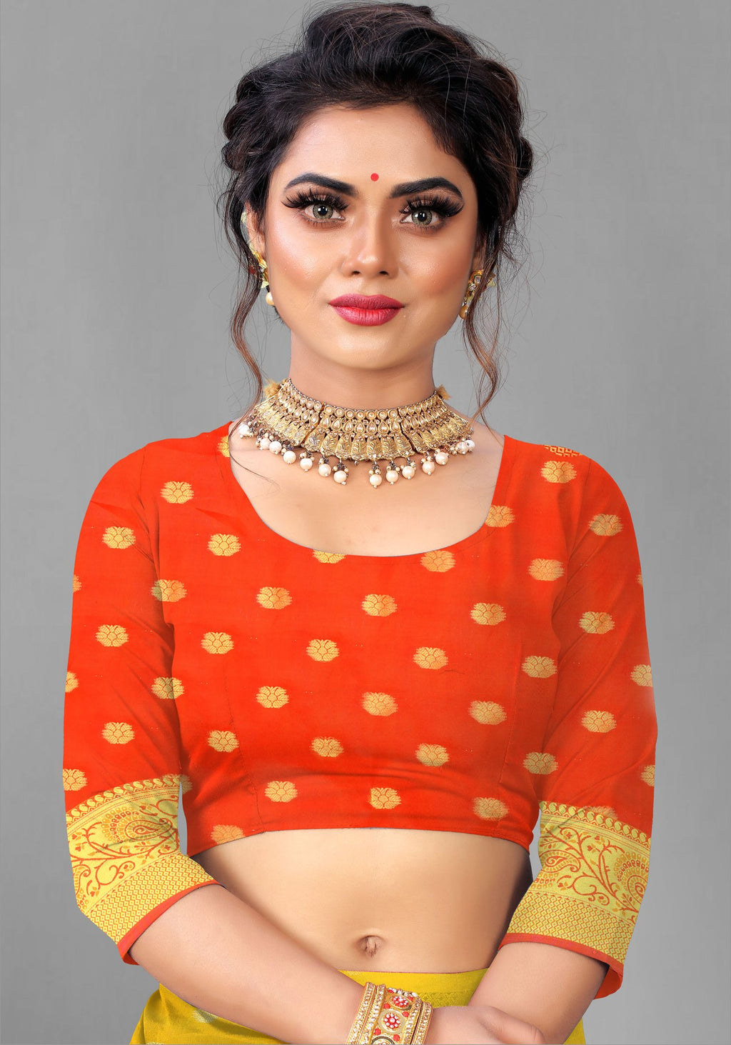 Lichi Art Silk Saree with Pokiya Butti – Yellow