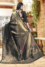 Meenakari Zari Art Silk Saree – Black