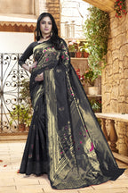 Meenakari Zari Art Silk Saree – Black