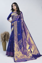 Meenakari Zari Art Silk Saree – Navy Blue