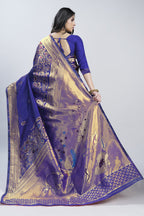 Meenakari Zari Art Silk Saree – Navy Blue