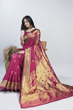 Meenakari Zari Art Silk Saree – Rani Pink