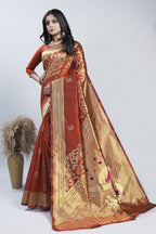 Meenakari Zari Art Silk Saree – Red