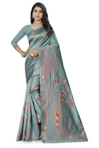 Meenakari Butti Art Silk Saree – Sea Green