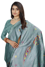 Meenakari Butti Art Silk Saree – Sea Green