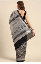 Grey Chevron Woven Art Silk Saree