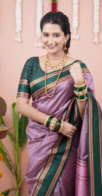 Paithani-style Art Silk Saree with Contrast Border – Baby Pink