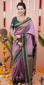 Paithani-style Art Silk Saree with Contrast Border – Baby Pink