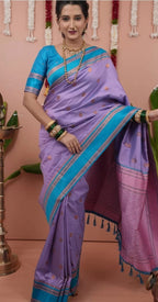 Paithani-style Art Silk Saree with Contrast Border – Pink