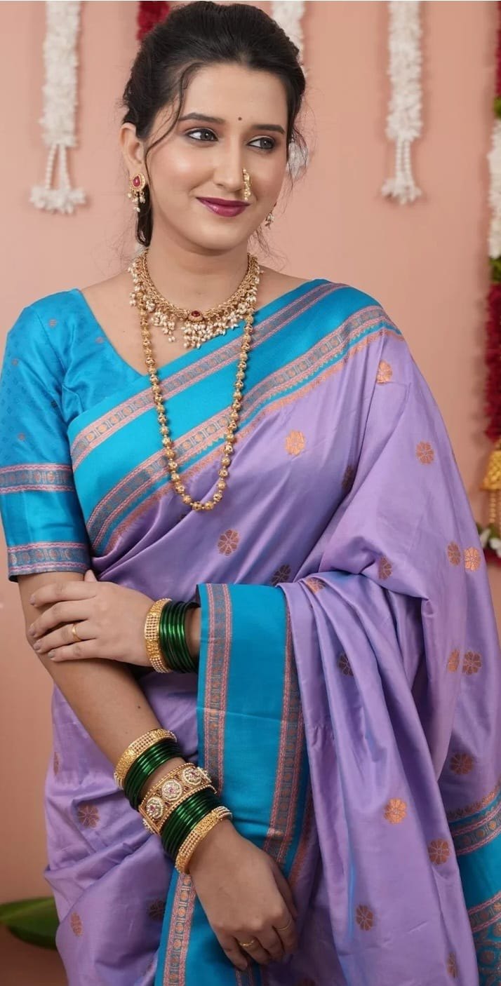 Paithani-style Art Silk Saree with Contrast Border – Pink