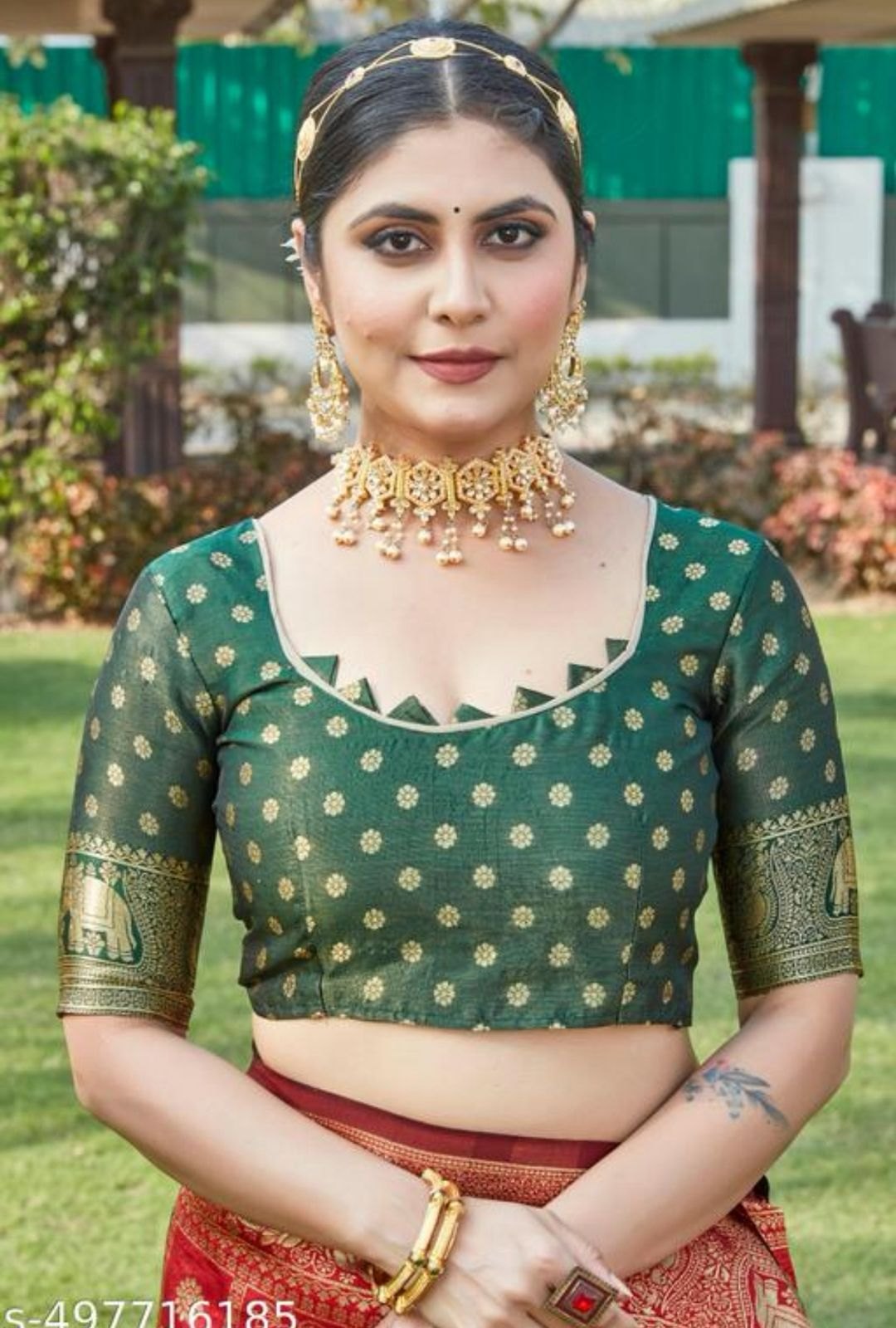 Rani & Green Zari Butti Art Silk Saree – Rani & Green