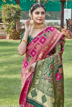 Rani & Green Zari Butti Art Silk Saree