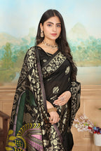 Black Art Silk Jacquard Saree with Woven Pallu