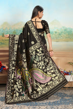 Black Art Silk Jacquard Saree with Woven Pallu