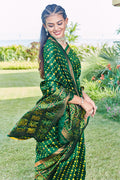 Green Bandhani-pattern Art Silk Saree – Green
