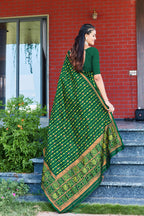 Green Bandhani-pattern Art Silk Saree
