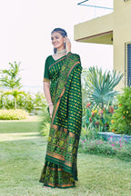 Green Bandhani-pattern Art Silk Saree