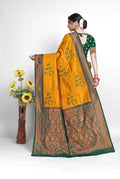 Mustard Zari Art Silk Saree with Green Border – Mustard