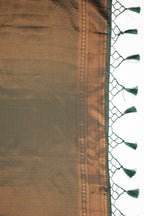 Kanjivaram-style Leaf Jacquard Art Silk Saree – Bottle Green & Gold