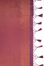 Kanjivaram-style Leaf Jacquard Art Silk Saree – Maroon & Chiku