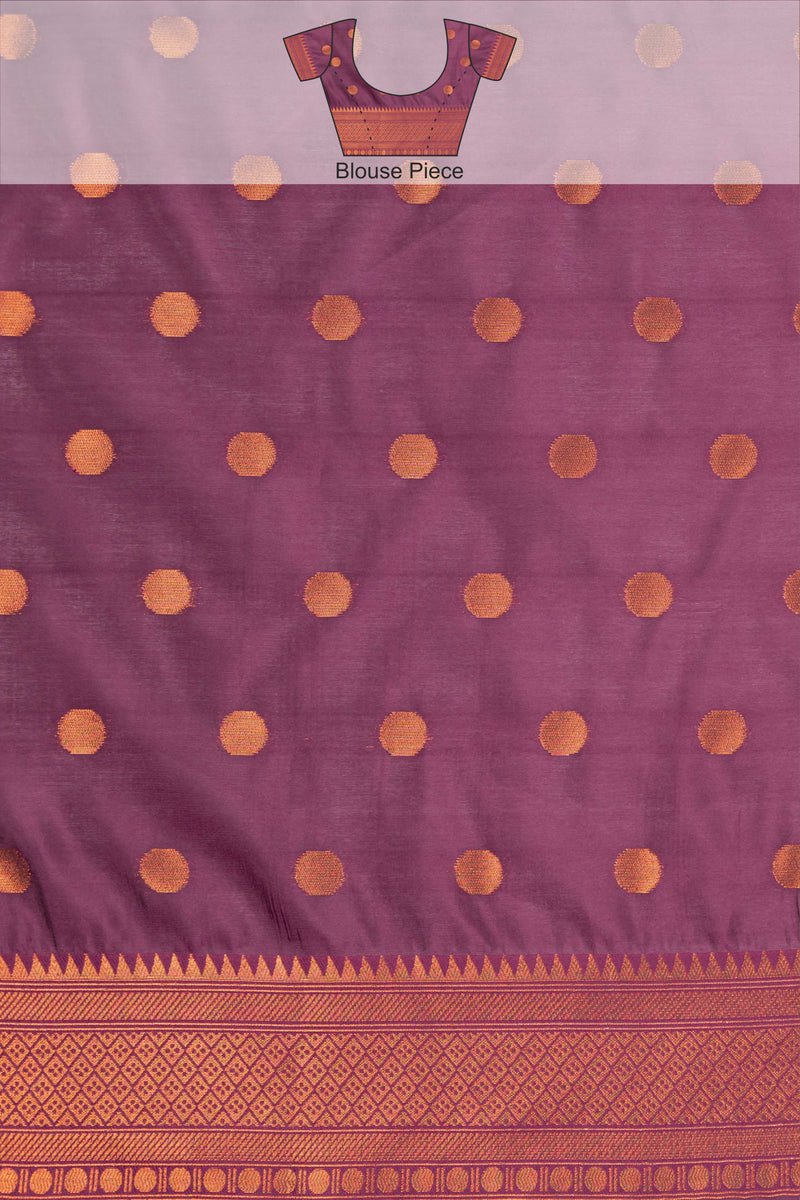 Kanjivaram-style Leaf Jacquard Art Silk Saree – Maroon & Chiku