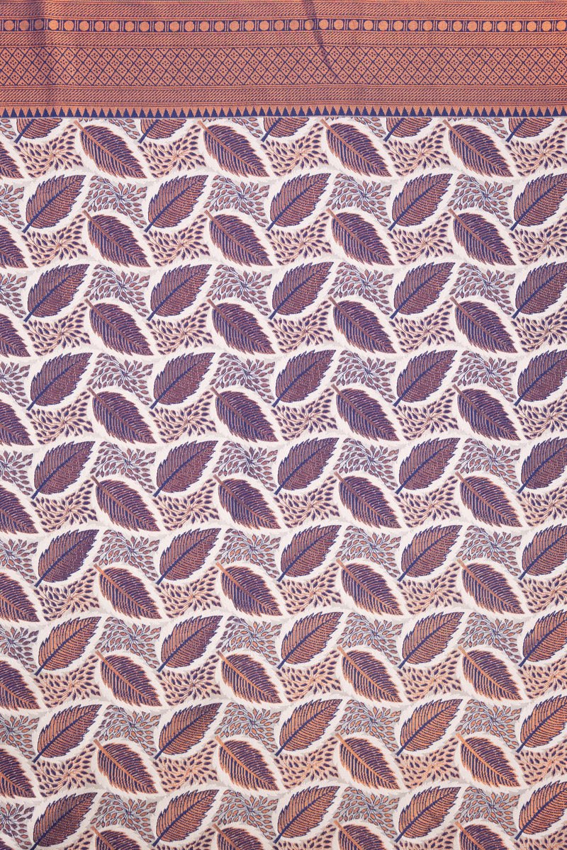 Kanjivaram-style Leaf Jacquard Art Silk Saree – Wine & Grey