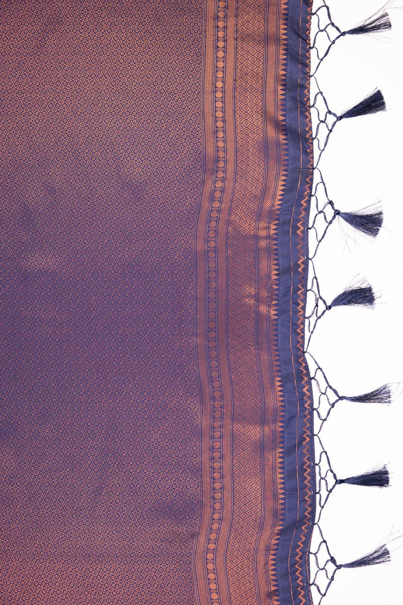 Kanjivaram-style Leaf Jacquard Art Silk Saree – Wine & Grey