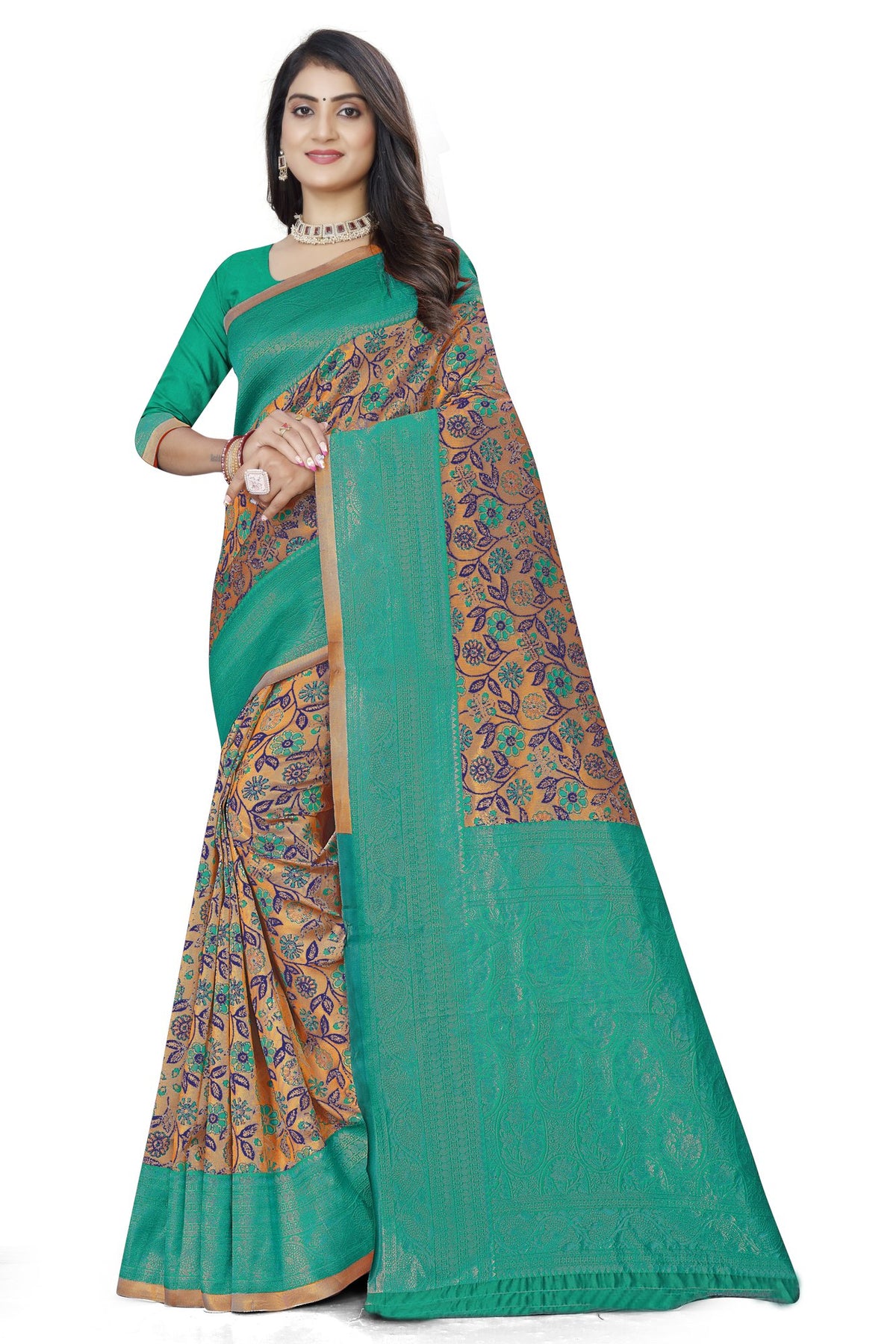 Two-tone Zari Jacquard Art Silk Saree – Sea Green